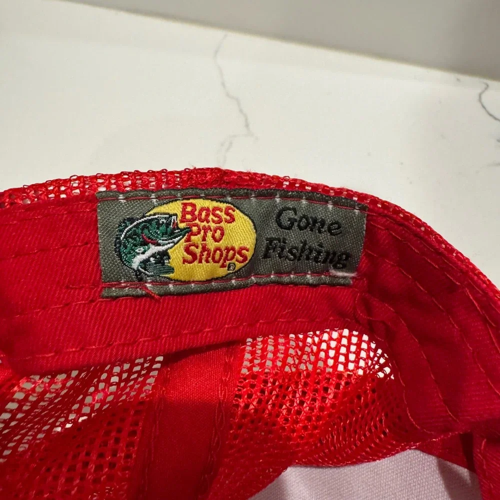 Bass Pro Shops Mesh Back Trucker Hat Red Adjustable Snapback Fishing Cap OSFM